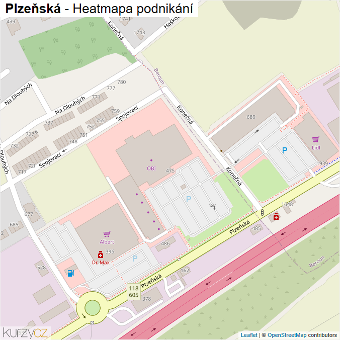 Mapa Plzeňská - Firmy v ulici.