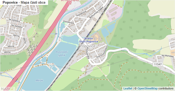 Popovice - mapa části obce