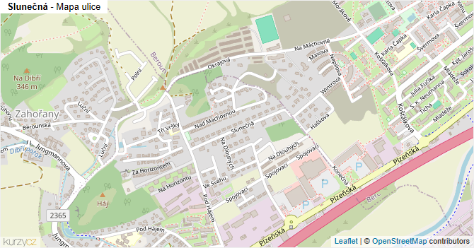 Slunečná - mapa ulice