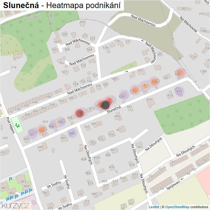 Mapa Slunečná - Firmy v ulici.
