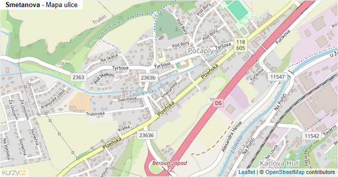 Smetanova - mapa ulice