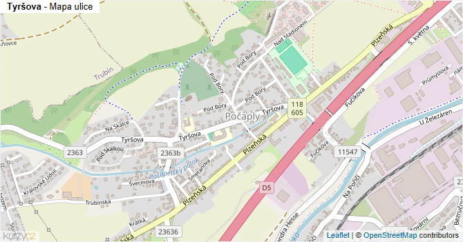 Tyršova - mapa ulice
