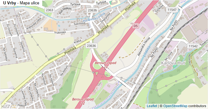U Vrby - mapa ulice