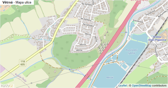 Větrná - mapa ulice