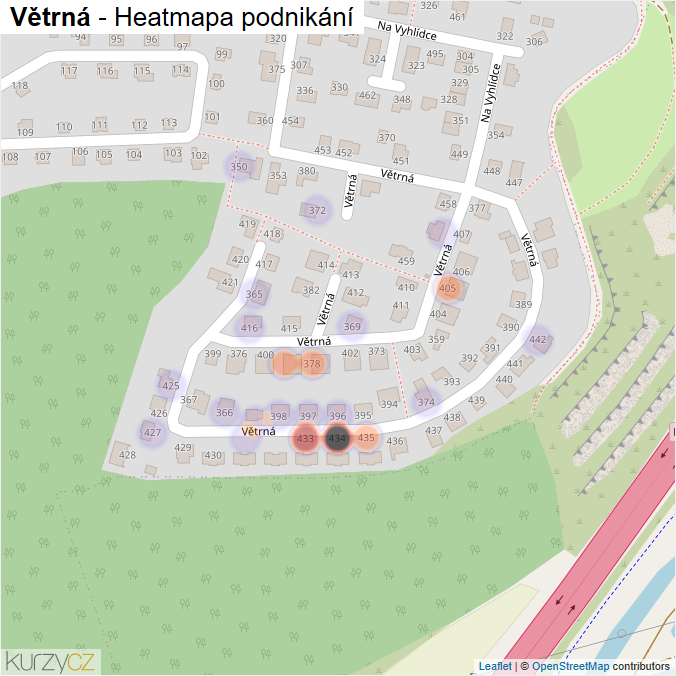Mapa Větrná - Firmy v ulici.