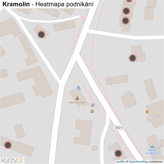 Mapa Kramolín - Firmy v obci.