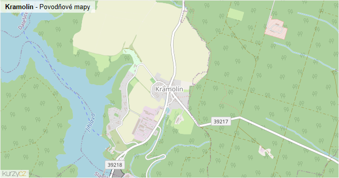 Kramolín - záplavové mapy stoleté vody