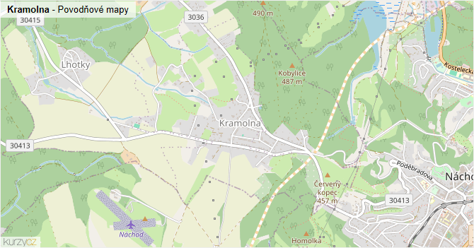 Kramolna - záplavové mapy stoleté vody