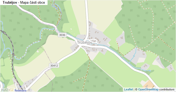 Trubějov - mapa části obce