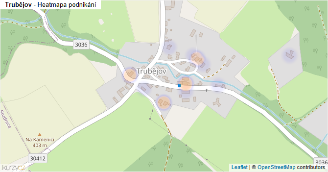 Trubějov - mapa podnikání