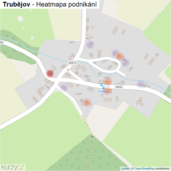 Mapa Trubějov - Firmy v části obce.