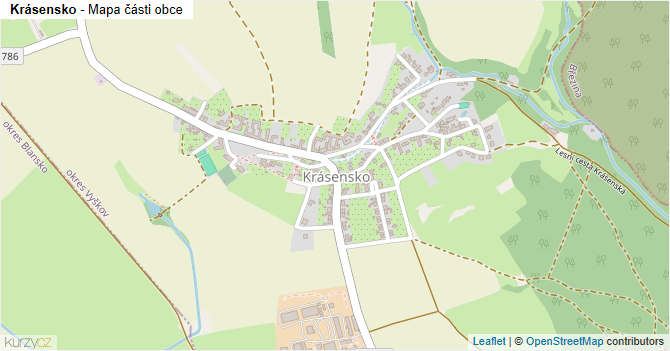 Krásensko - mapa části obce