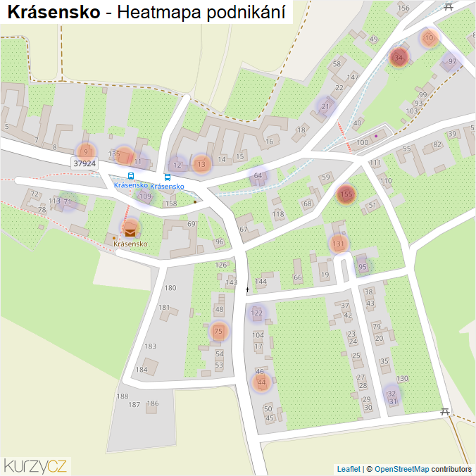 Mapa Krásensko - Firmy v části obce.
