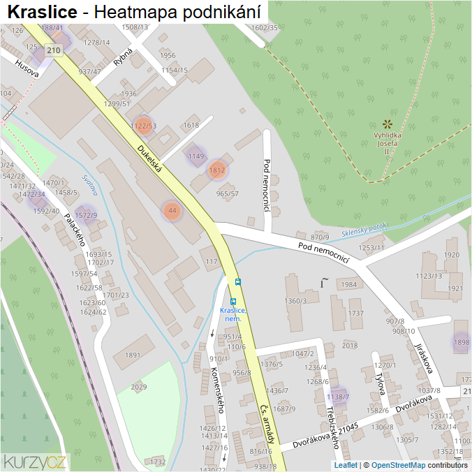 Mapa Kraslice - Firmy v obci.
