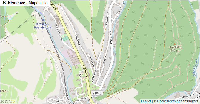 B. Němcové - mapa ulice
