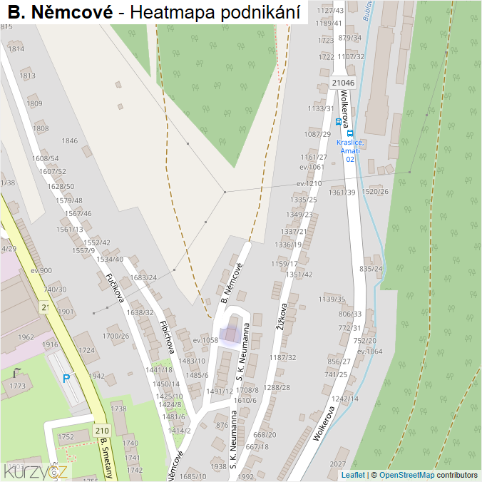 Mapa B. Němcové - Firmy v ulici.