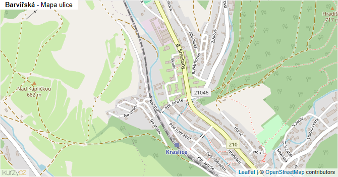 Barvířská - mapa ulice