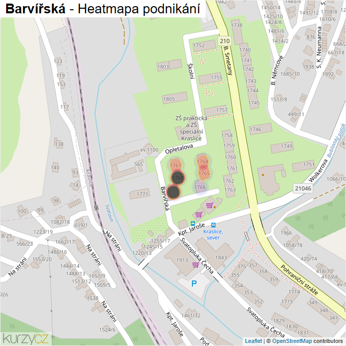 Mapa Barvířská - Firmy v ulici.