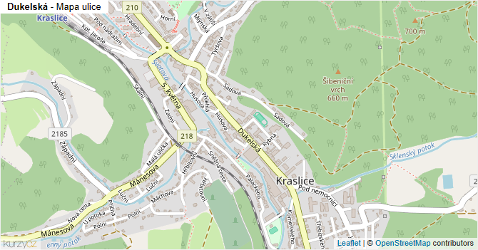 Dukelská - mapa ulice