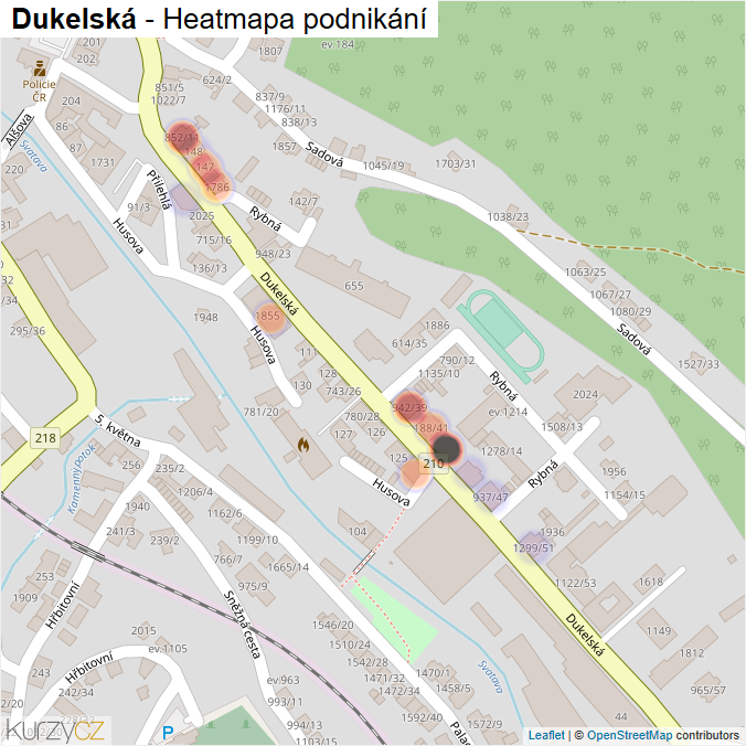 Mapa Dukelská - Firmy v ulici.