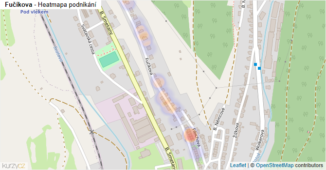 Fučíkova - mapa podnikání