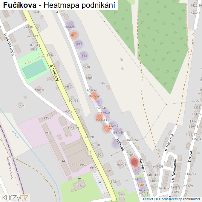 Mapa Fučíkova - Firmy v ulici.