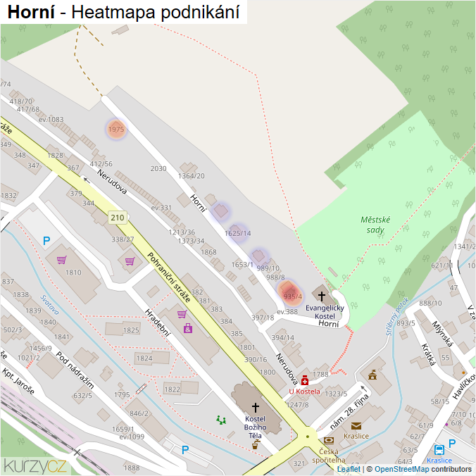 Mapa Horní - Firmy v ulici.