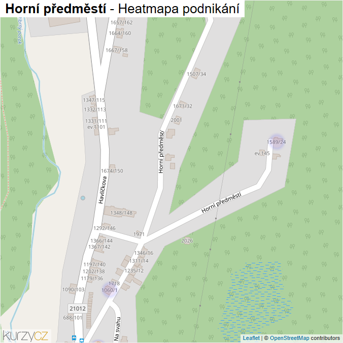 Mapa Horní předměstí - Firmy v ulici.