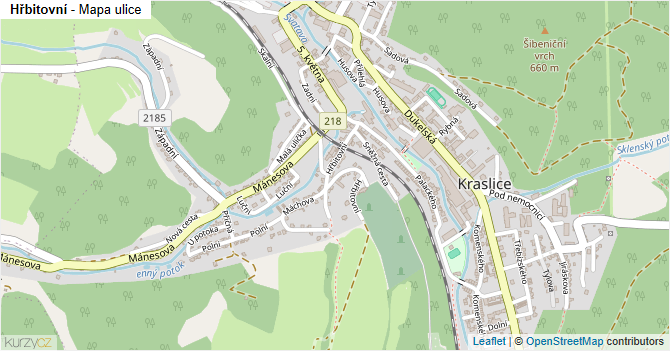 Hřbitovní - mapa ulice