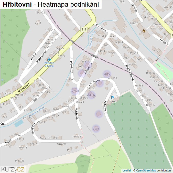 Mapa Hřbitovní - Firmy v ulici.