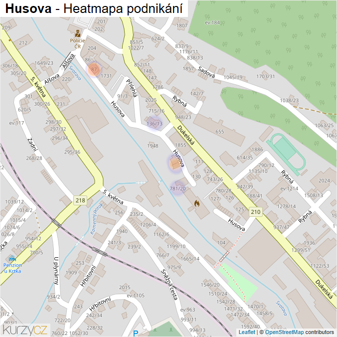 Mapa Husova - Firmy v ulici.