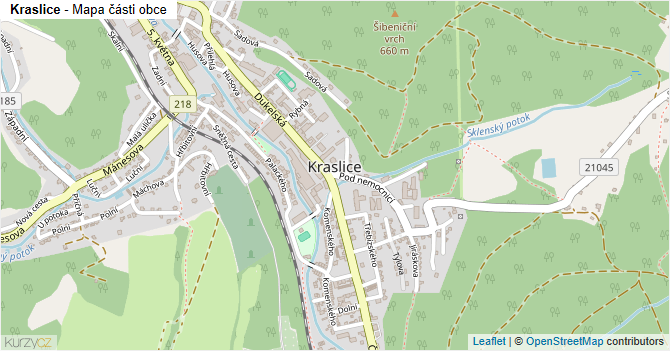 Kraslice - mapa části obce