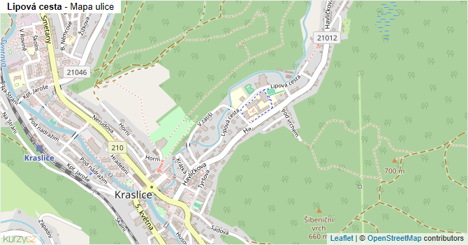 Lipová cesta - mapa ulice
