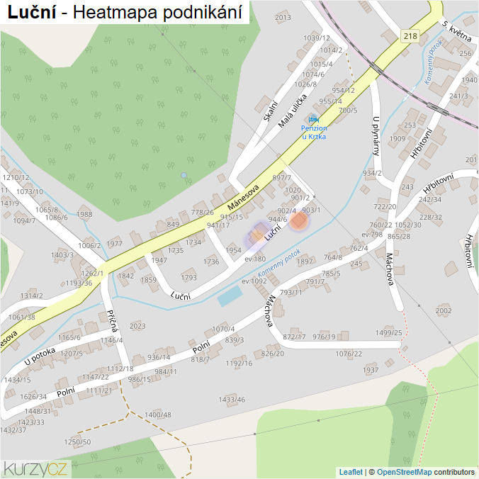 Mapa Luční - Firmy v ulici.
