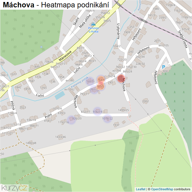 Mapa Máchova - Firmy v ulici.