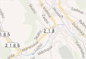 Malá ulička v obci Kraslice - mapa ulice
