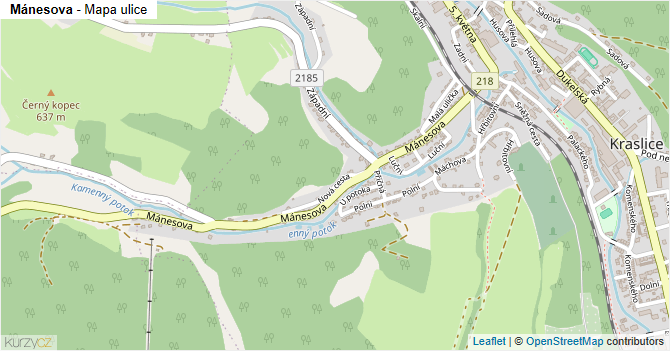 Mánesova - mapa ulice