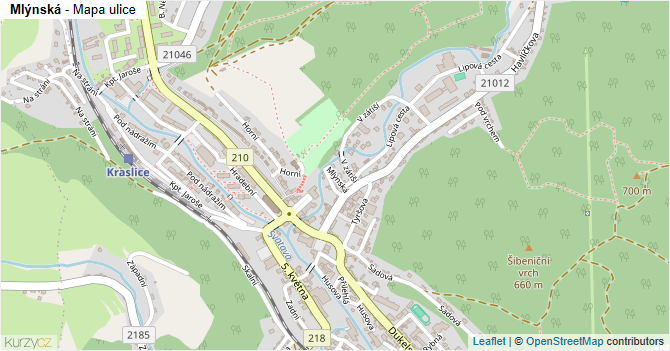 Mlýnská - mapa ulice