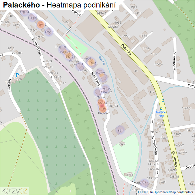 Mapa Palackého - Firmy v ulici.