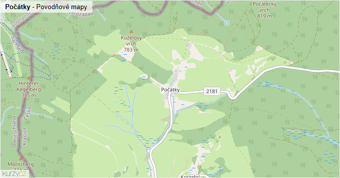 Počátky - záplavové mapy stoleté vody