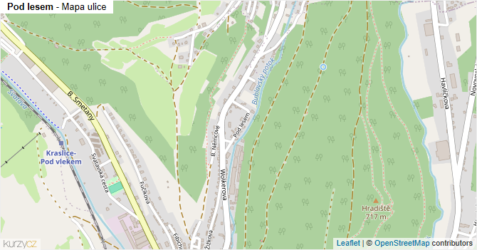 Pod lesem - mapa ulice