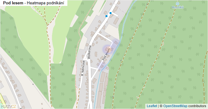 Pod lesem - mapa podnikání