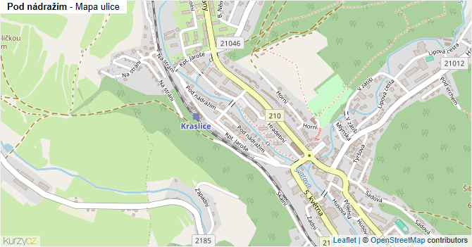 Pod nádražím - mapa ulice