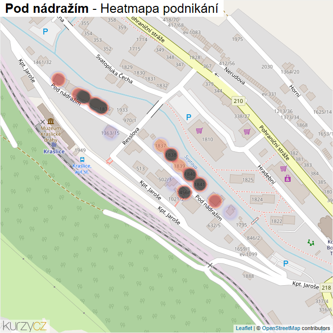 Mapa Pod nádražím - Firmy v ulici.
