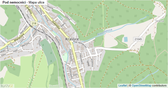 Pod nemocnicí - mapa ulice