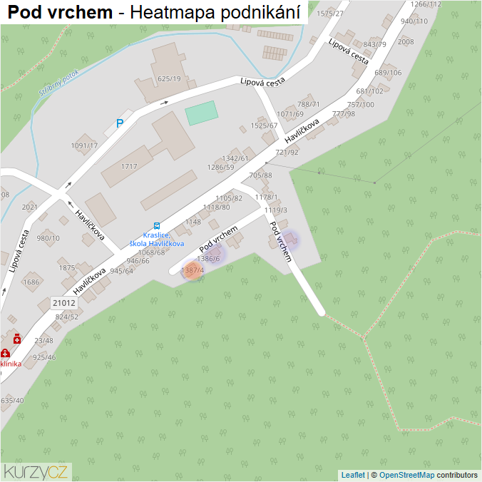 Mapa Pod vrchem - Firmy v ulici.