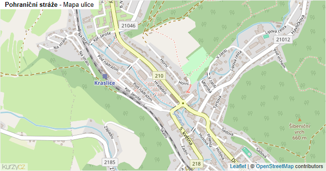 Pohraniční stráže - mapa ulice