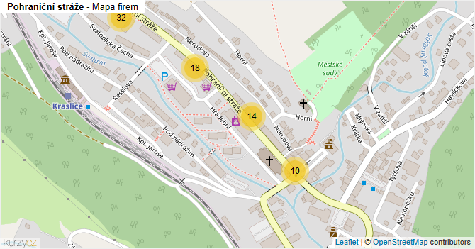 Pohraniční stráže - mapa firem