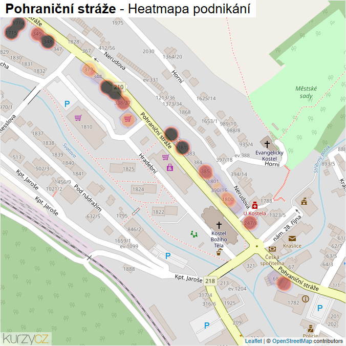Mapa Pohraniční stráže - Firmy v ulici.