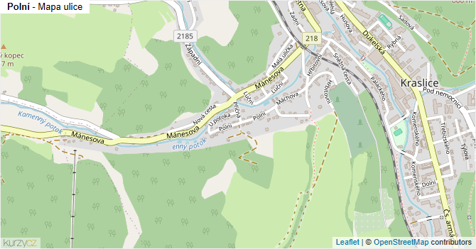 Polní - mapa ulice